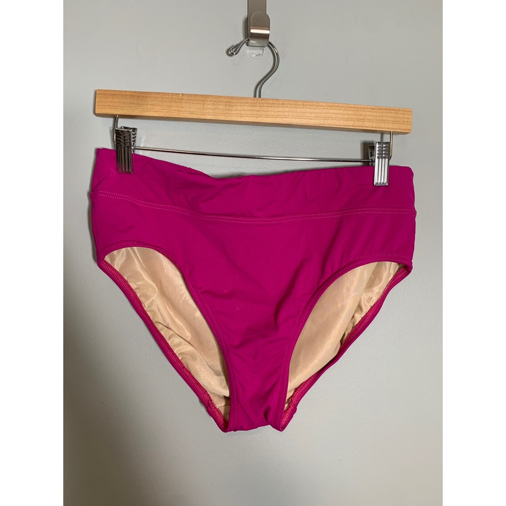 Lands' End Swimsuit Bottoms Women 10 Pink High Waist Full Coverage Bikini